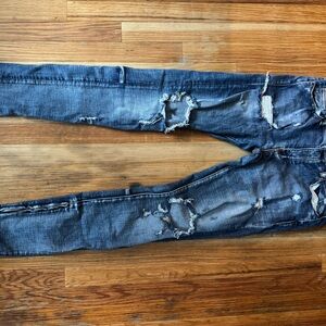 MNML Distressed Dark Blue Skinny Jeans